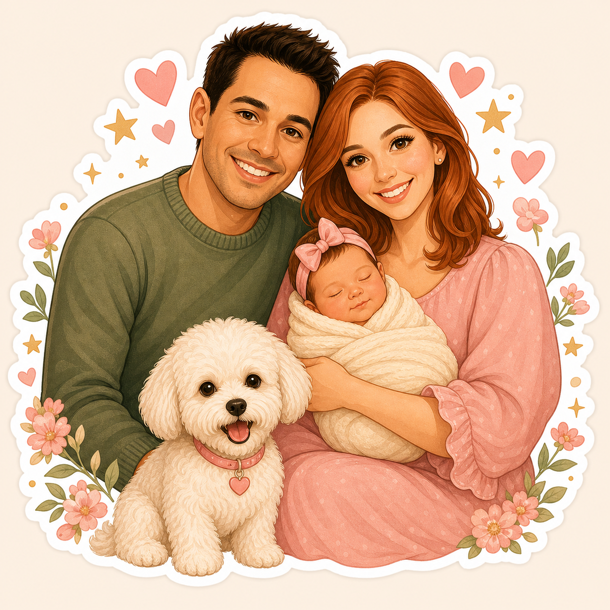 Matching sticker-style sample for the Baby Juno family announcement