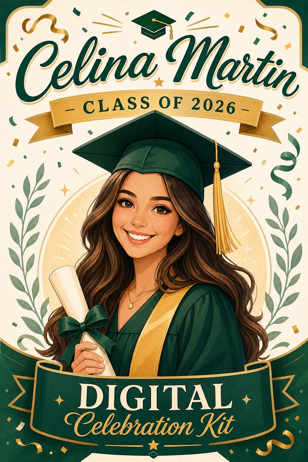 Digital Celebration Kit poster sample for Celina Martin graduation