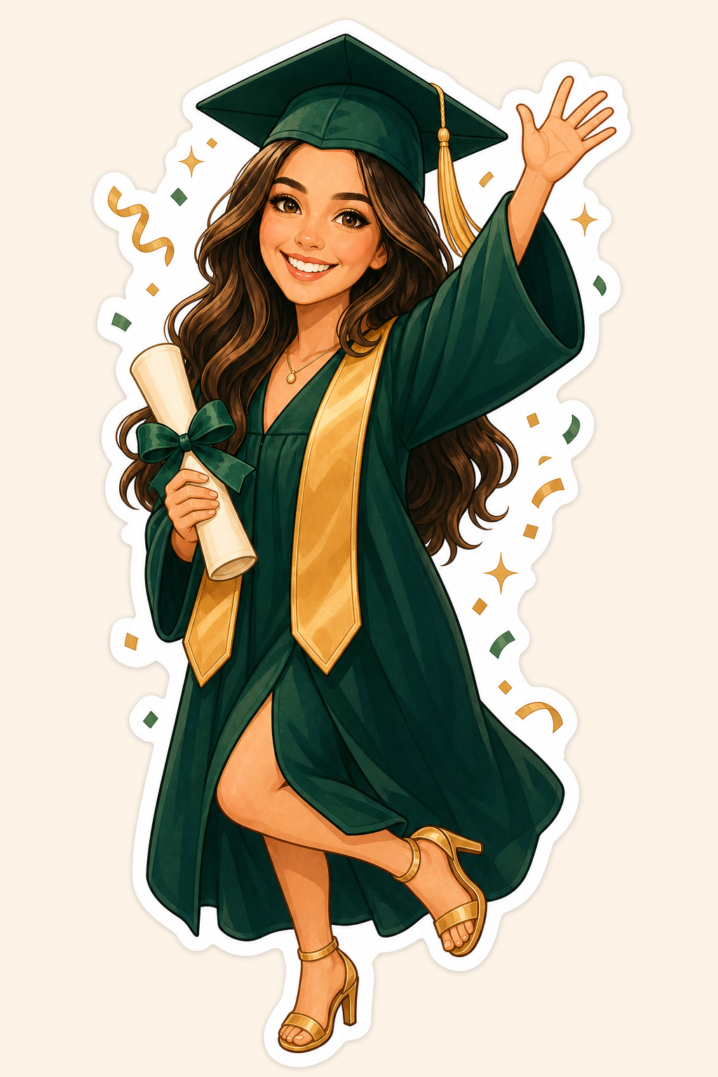 Matching sticker-style sample for Celina Martin graduation