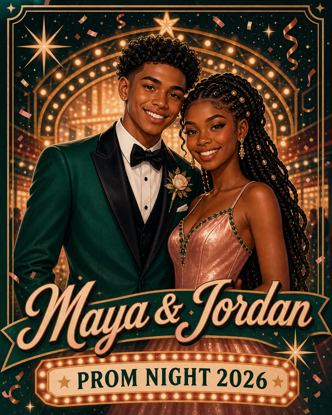 Matching social sharing image sample for Maya and Jordan prom